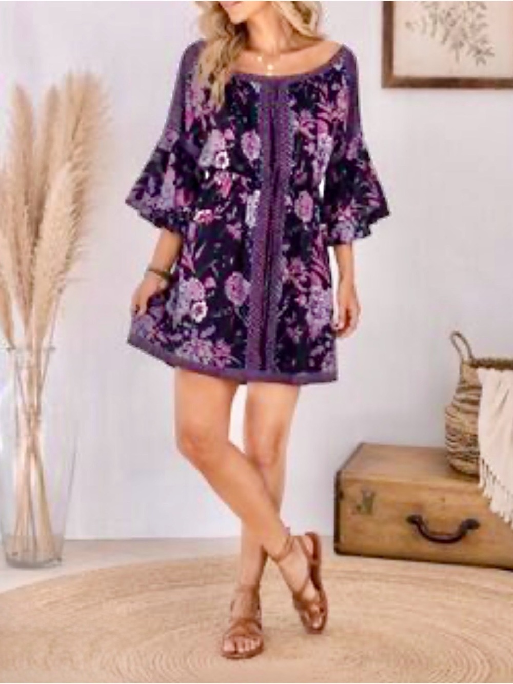 Jealous Tomato Black Floral Off-Shoulder Mini Dress 0310